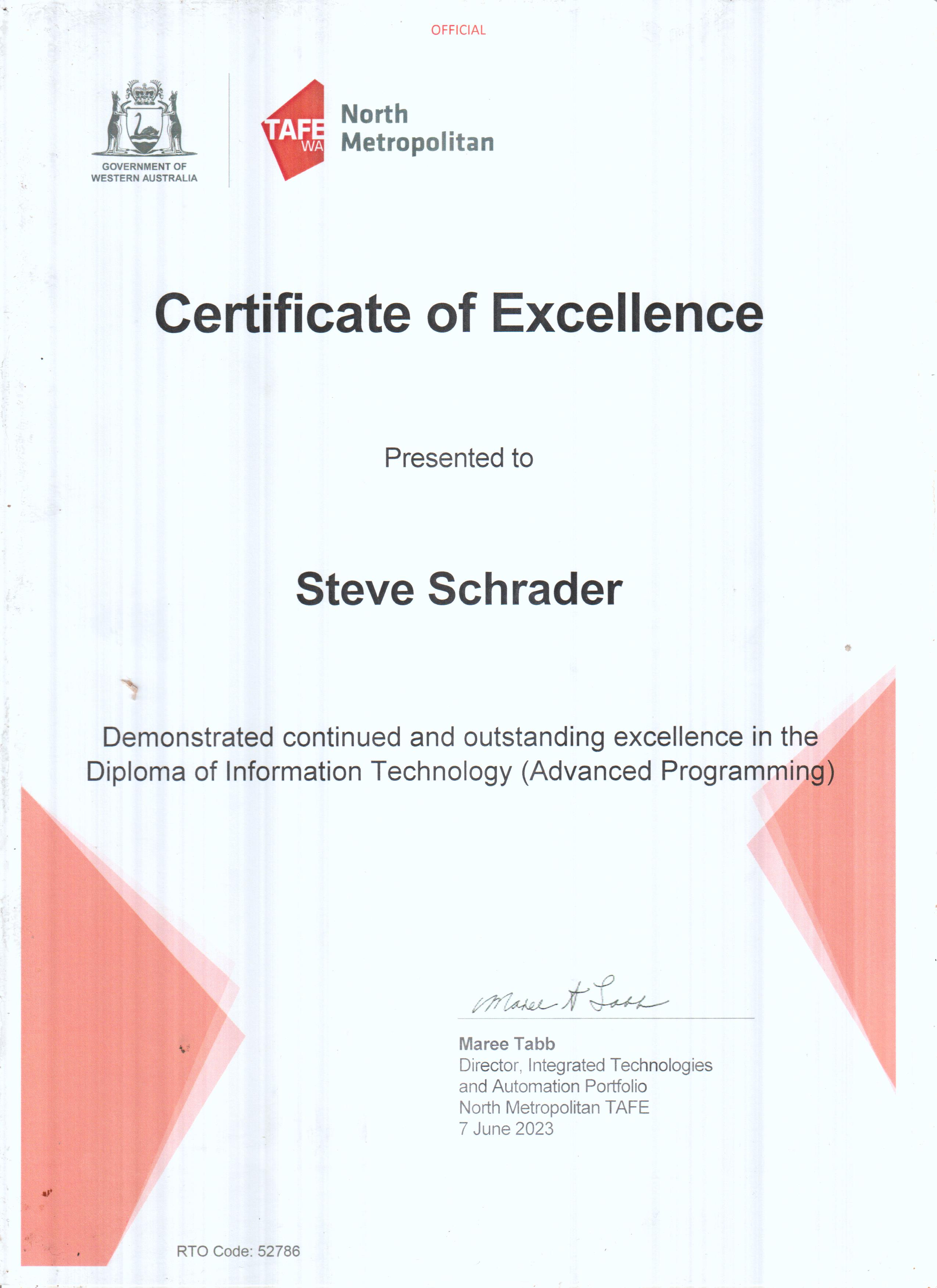 Certificate of Excellence