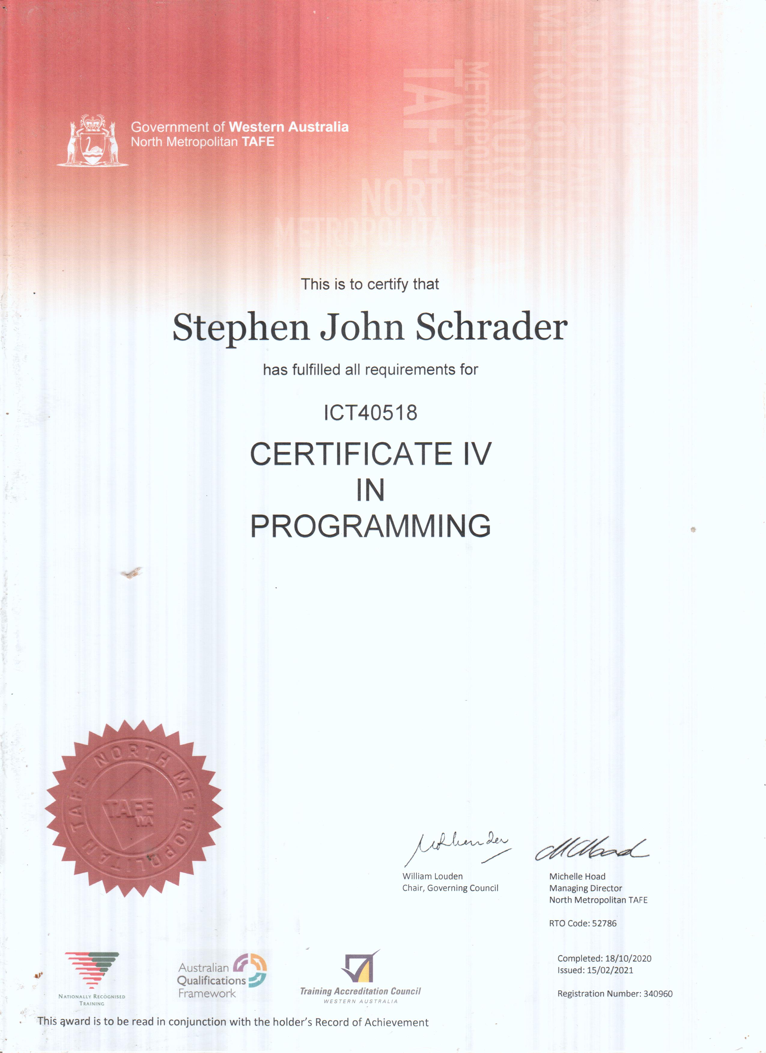 Certificate 4 in Programming