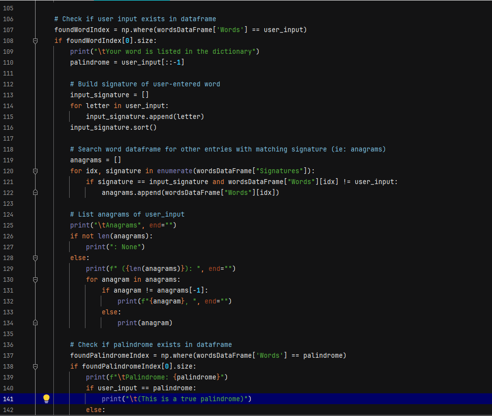 Code screenshot from Anagrams assessment