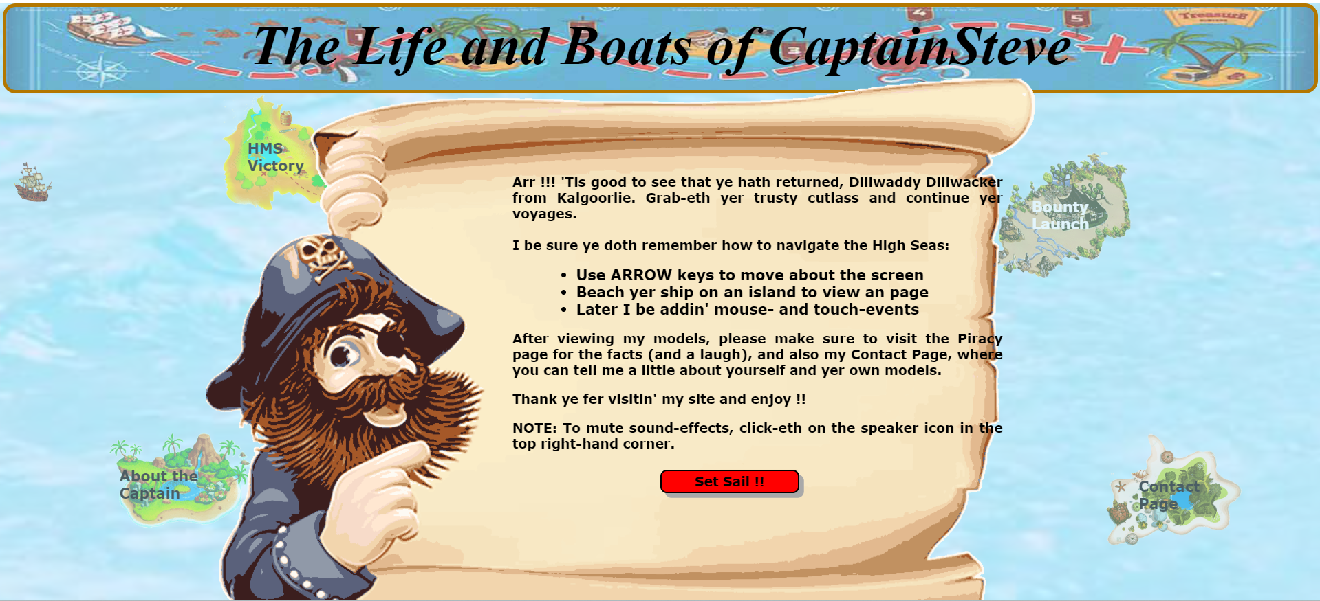 Landing page for the CaptainSteve website