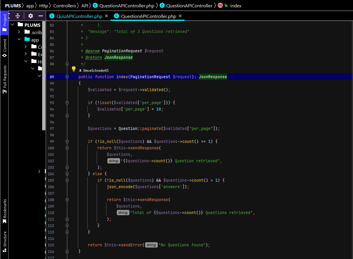 Code screenshot from PLUMS project